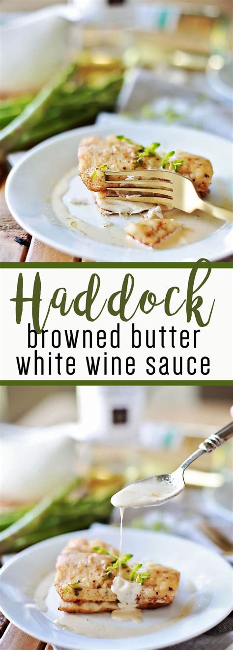 In a small bowl, mix together melted butter, lemon juice and. Haddock with Brown Butter Wine Sauce | Recipe | Haddock recipes, Baked haddock recipes, Seafood ...