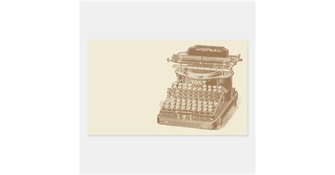 Vintage Typewriter Brown Type Writting Machine Rectangular Sticker Zazzle
