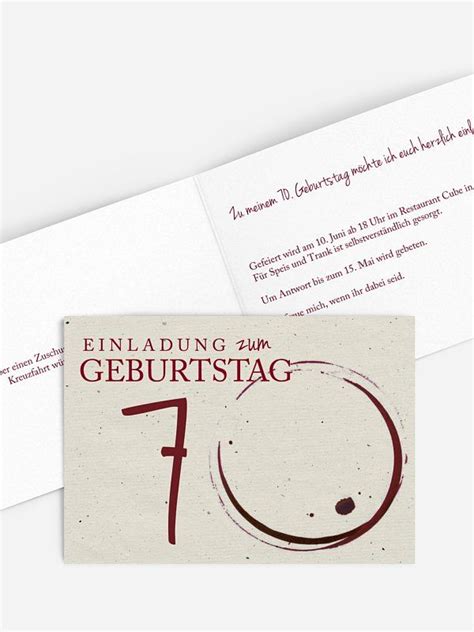Einladungskarten zum 70 geburtstag download. Einladungskarten 70. Geburtstag "Edler Tropfen" in 2020 ...