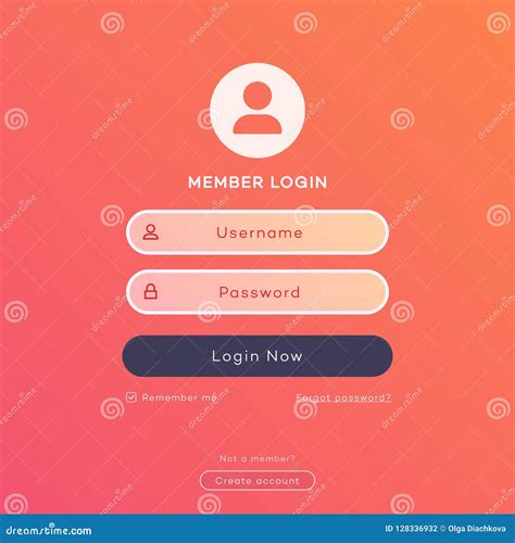 Vector Login Form Page Template Stock Vector Illustration Of