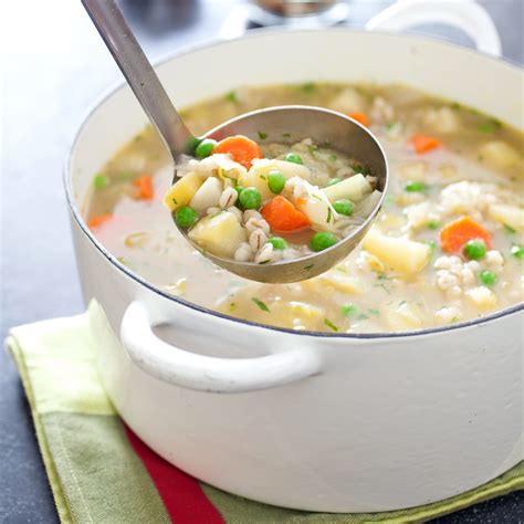 Your whole family will love this homemade vegetarian / vegan barley soup with veggies. Farmhouse Vegetable and Barley Soup | America's Test Kitchen