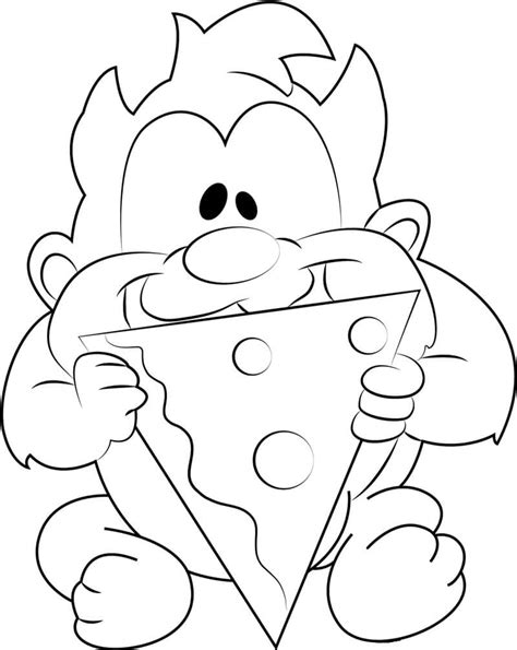 Bebé Taz Comiendo Pizza para colorir imprimir e desenhar Colorir Me