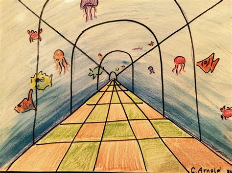 One Point Perspective Underwater Aquarium Appropriate For Grades 3 5