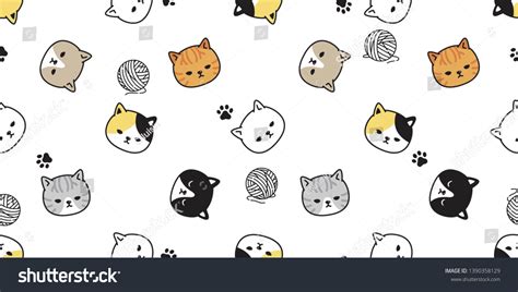 Cat Seamless Pattern Vector Kitten Calico Stock Vector Royalty Free