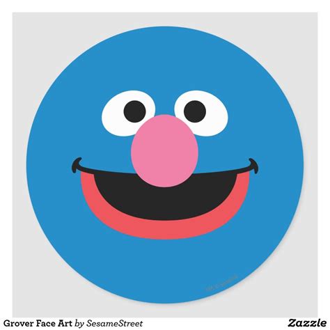 Grover Face Art Classic Round Sticker Zazzle Face Art Sesame