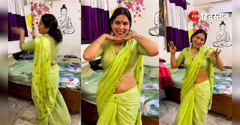 Desi Bhabhi Green Saree Wear Danced Song Mujhe Buddha Mil Gaya People Went Crazy After Seeing