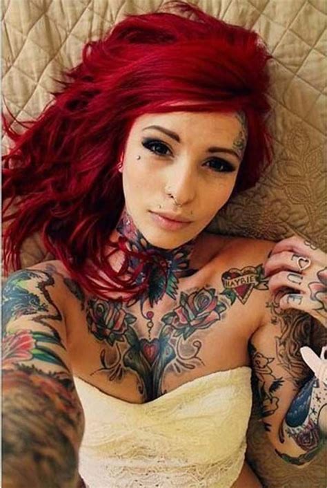 Girls With Tattoos Inked Women Tattooed Girls Girl Tattoos Red