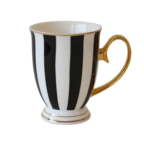 Black And White Stripy Mug Mugs Fine China Tea Set Tea Cups