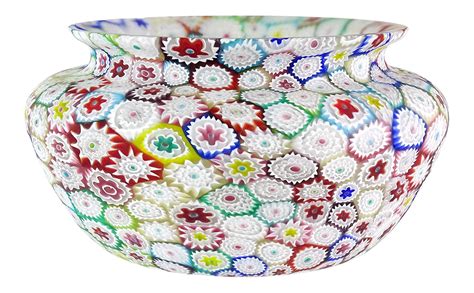 Fratelli Toso Murano Vintage Multi Color Millefiori Flower Mosaic Italian Art Glass Bowl In 2021