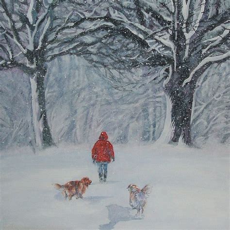 Golden Retriever Winter Walk By Lee Ann Shepard Golden Retriever Art