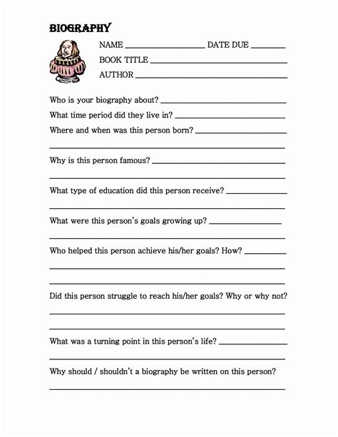 Autobiography Template For Elementary Students Fresh Book Report