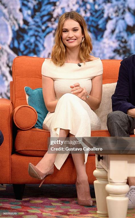 Actress Lily James Is Seen During On The Set Of Univisions Despierta