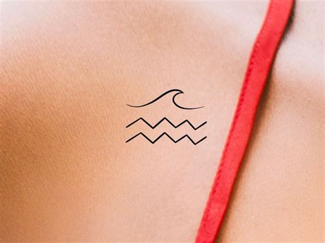 Wave Aquarius Temporary Tattoo Etsy