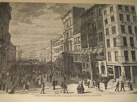 1873 Hw Engraving Of Broad Street During The Panic Nyc And
