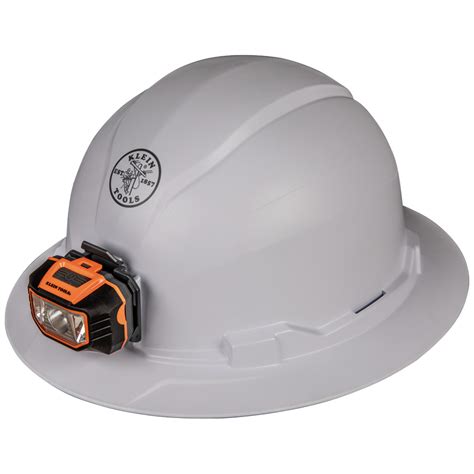 hard hat non vented full brim style with headlamp 60406 klein tools for professionals