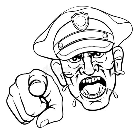 Angry Policeman Police Officer Cartoon Stock Vector Illustration Of