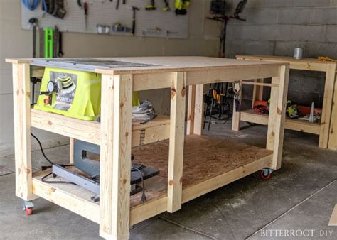Mobile Workbench With Table Saw Free Woodworking