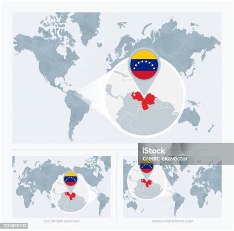 Vergrößerte Venezuela Über Karte Der Welt 3 Versionen Der Weltkarte Mit