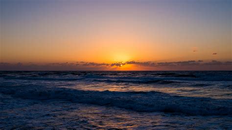 Sea Ocean Waves Horizon Sunset Landscape Blue Sky 4k Hd Nature