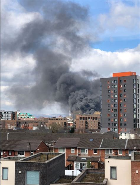 Huge Plumes Of Black Smoke Fill The Sky Near Manchester City Centre