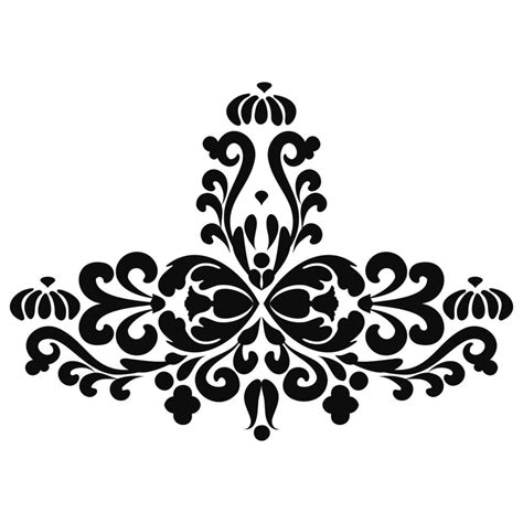 Oriental Royal Pattern With Floral Elements And Arabesque Traditional Damask Ornament Black
