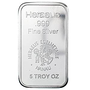 Heraeus Silver Bar - 5 oz VAT FREE | Silver bars, Silver, Silver coins for sale