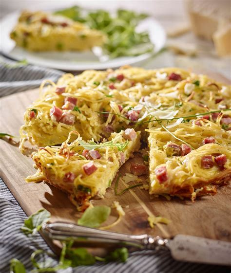 Add a little garlic, some parmesan, pepper, and lemon zest, toss with the pasta and you're there! Ham and pea pasta frittata for the holidays | Pasta frittata, Pork recipes