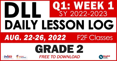 Grade 2 Daily Lesson Log Quarter 1 Week 1 Free Download Deped Click