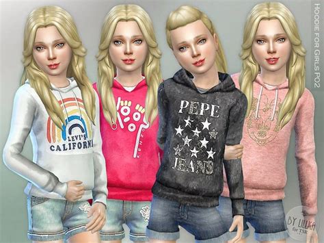 Hoodie For Girls P02 The Sims 4 Catalog Sims 4 Children Sims 4 Cc