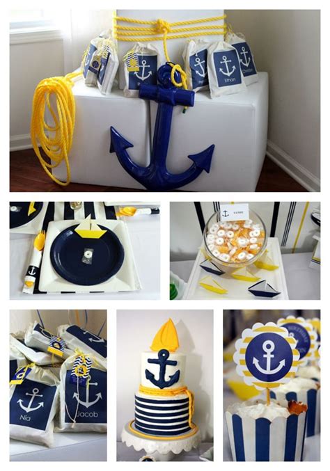 Monochrome sailor themed vector design of a captain with a pipe. Preppy Boy Nautical Birthday Party - Pretty My Party ...