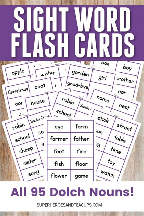 Dolch Nouns Sight Word Flash Cards Free Printable Sight Word Images