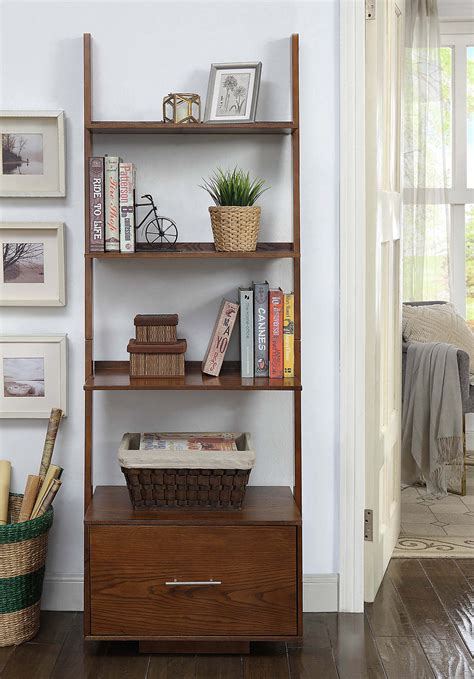 Convenience Concepts American Heritage Ladder Bookcase With File Drawer