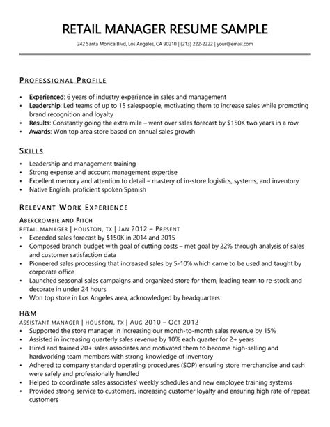 Level up your resume with these professional resume examples. Retail Management Resume Template