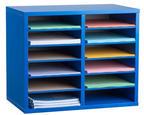 Adiroffice 12 Compartment Adjustable Blue Adjustable Wood Literature