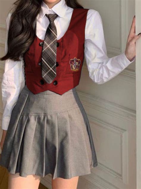Uniforme Gryffindor Hogwarts Em 2021 Roupas Escolares Roupas Kpop