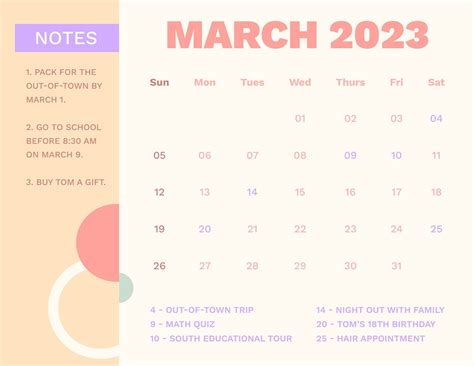 Colorful Year 2023 Calendar In Illustrator Word Psd Download