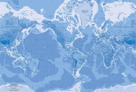Blue World Map Wall Mural Up To 166 X 112