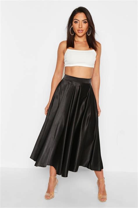 Womens Satin Full Midi Skirt Black Skirts Are The Statement Separate In Every Wardrobe