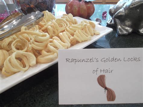 Tangled party food labels rapunzel girls by krownkreations. Fairy Tale Themed Food - Rapunzel's Golden Locks of Hair (croissants) | Fairytale food, Rapunzel ...