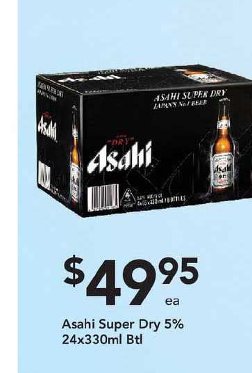 Asahi Super Dry 5 24x330ml Btl Offer At Drakes Au