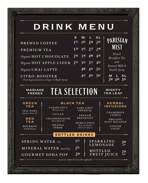 menu design blackboard inspired Google søk Signage ドリンクメニューメニュー