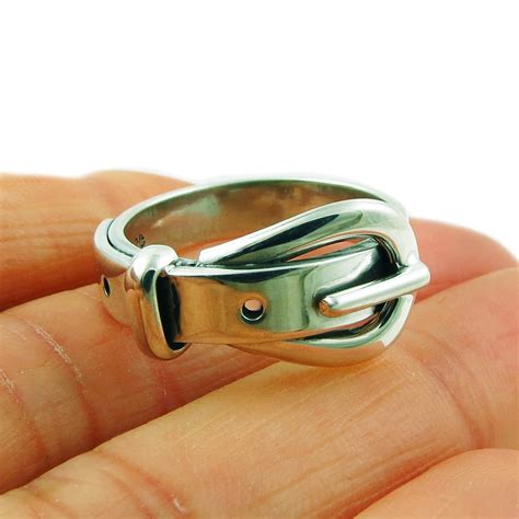 Belt And Buckle 925 Sterling Silver Ring Uk Size P Ebay