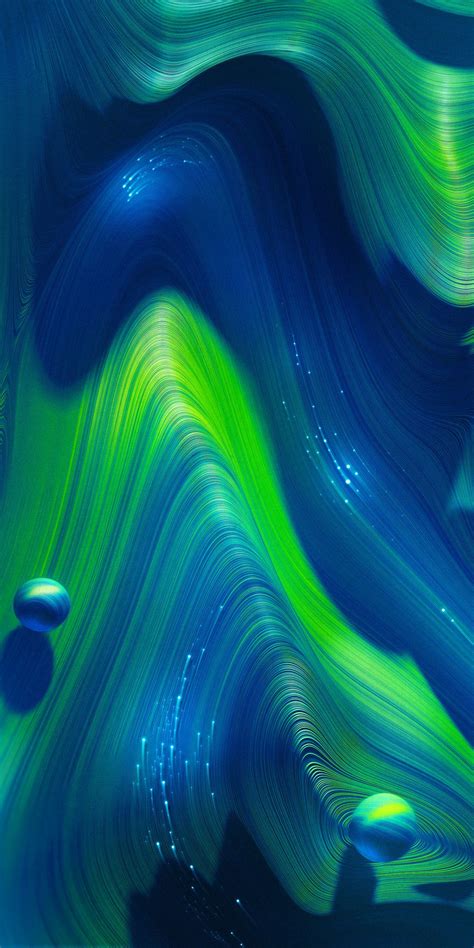 Waves Flow Stream Colorful Blue Green 1080x2160 Wallpaper Phone