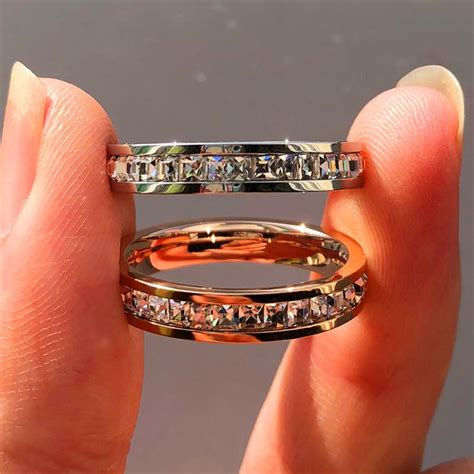 Buy Boho Female Crystal Ring Vintage Stainless Steel Women Wedding