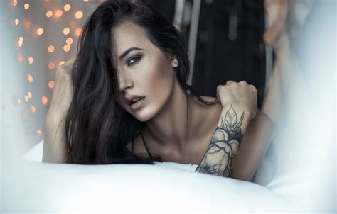 Wallpaper Girl Model Long Hair Photo Tattoo Lips Face Brunette Images For Desktop