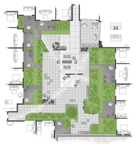 Intensive Residential Green Roof Spatial Diagramming Privacy Barrier