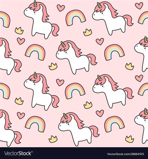 Cute Unicorn And Rainbow Seamless Pattern Vector Image