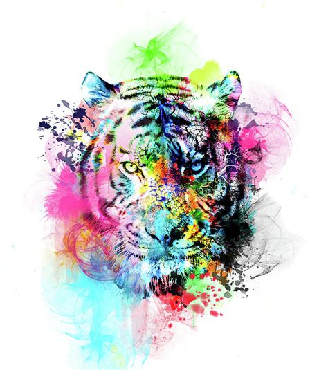 Colorful Tiger Digital Art By Bekim M Pixels