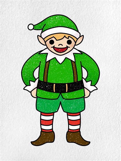 Cute Christmas Elf Drawing Helloartsy