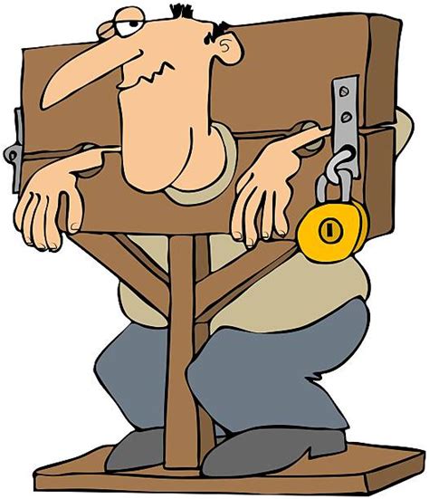 Cartoon Of The Stocks For Punishment Illustrations Royalty Free Vector